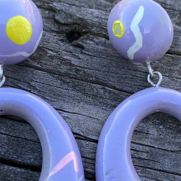 Vintage light purple drop earrings - Picture 6 of 8